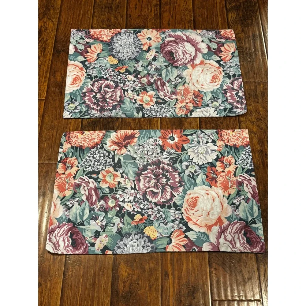 Vintage Lady Pepperell Queen Flat Sheet 2 Pillowcases Floral Cottagecore 90s vtg